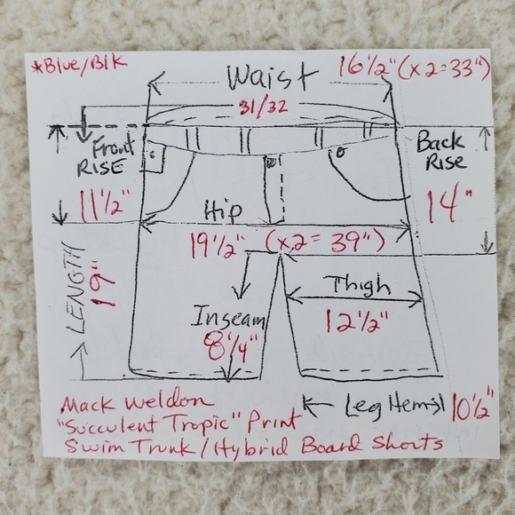 Mack Weldon Swim Trunks Hybrid Shorts Mens 31/32 Blue Wave Surf Stretch (33x8) - Picture 4 of 14